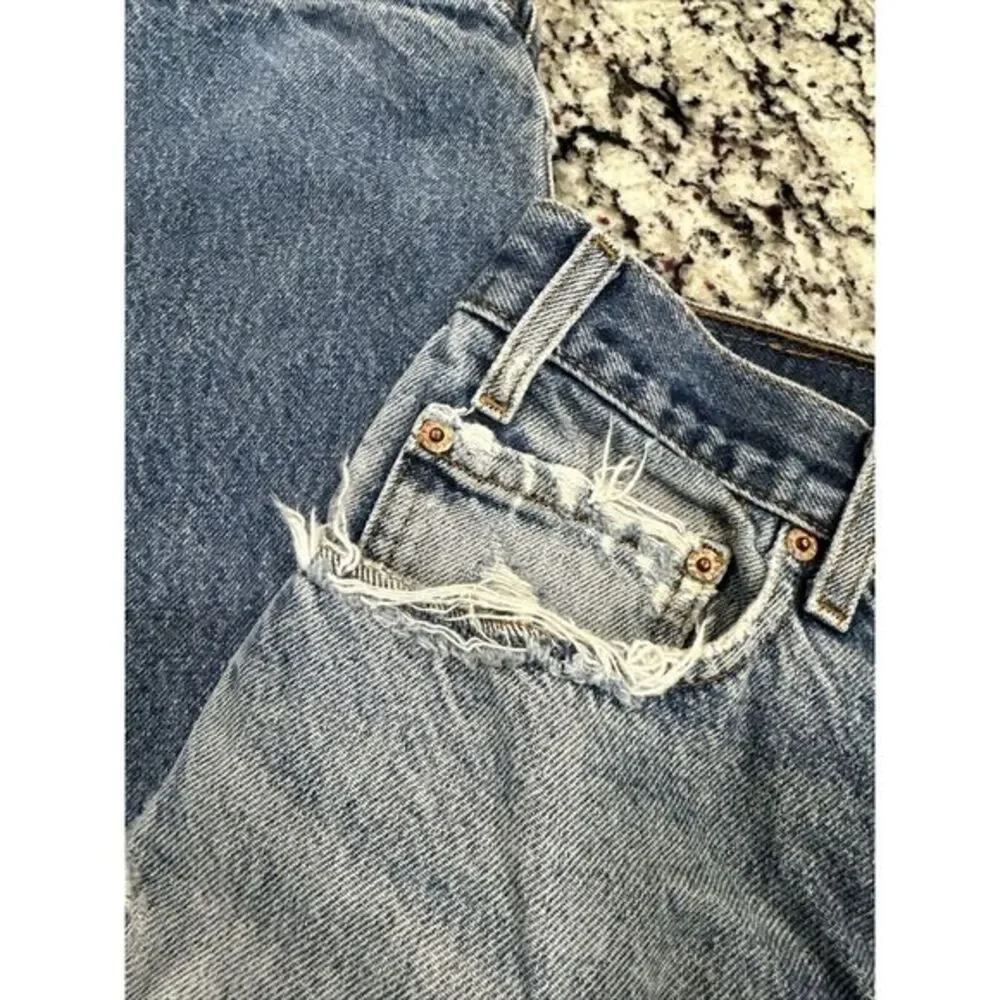 Levi's 505 Mens Jeans Size 36x30 Blue Light Wash Straight Regular Denim Distress